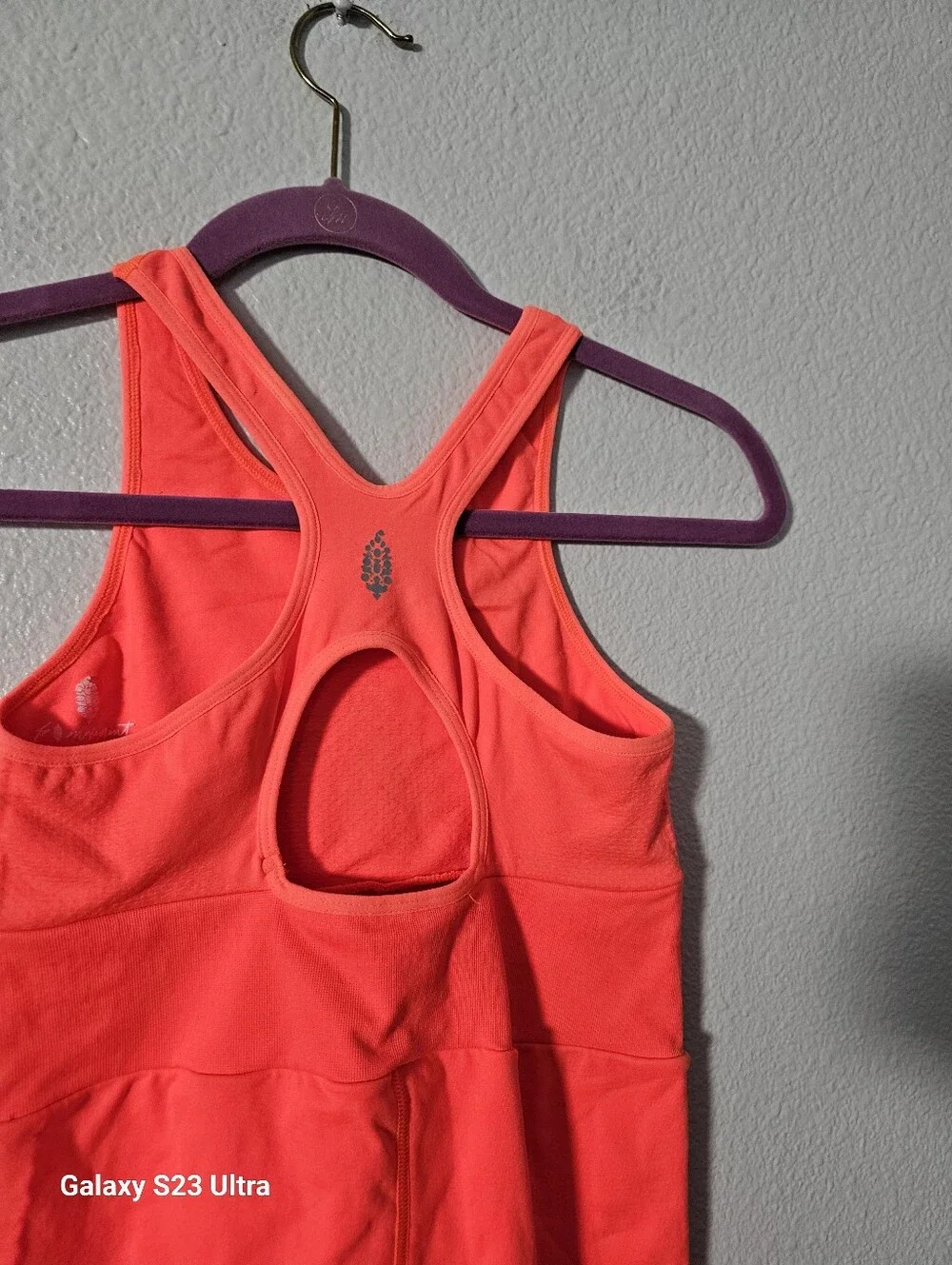 Free People Neon Coral Sleeveless Romper Sz M